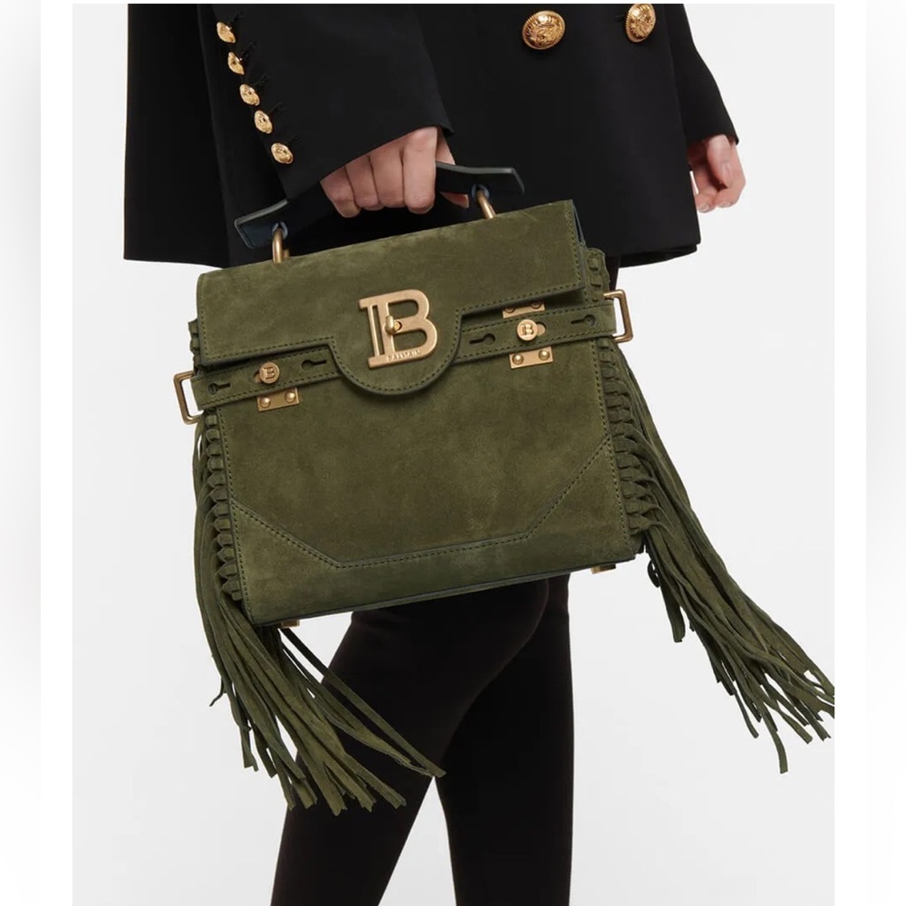 Balmain B-Buzz 23 Small Suede Shoulder Bag